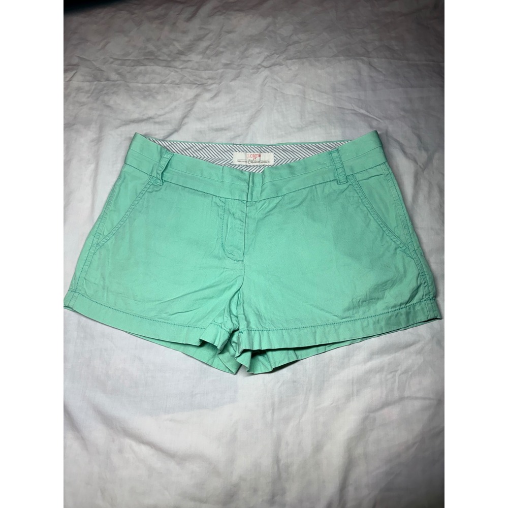 J.Crew Women Mint Green Broken-In Chino Cotton Shorts Size 4 with 3 Inch Inseam